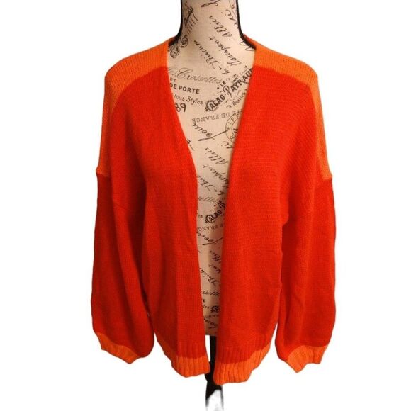 Truly madly deeply  balloon sleeve Cardigan Sweater Sm Orange Boho Cottage Core - Picture 2 of 9